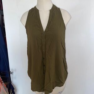 Maeve olive green button down shirt vest size 2